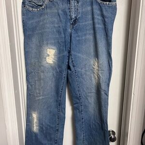 Source Unknown Light Blue Distressed Flare Jeans